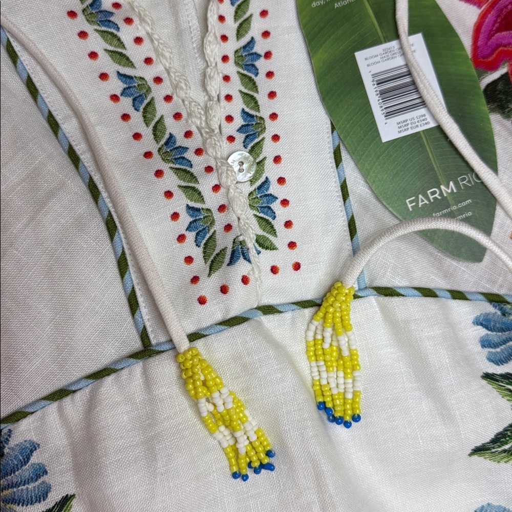 🌼 Farm Rio | Bloom Garden Floral Embroidered Maxi Dress | Multi | Size XS - Picture 5 of 16